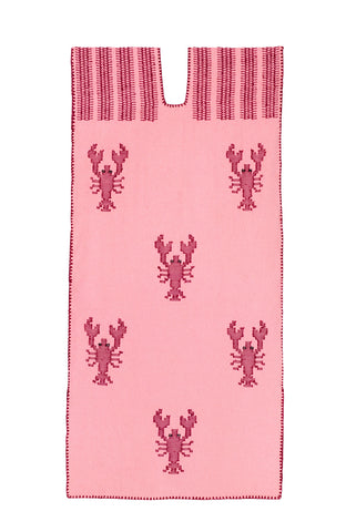 Pink midi hand woven kaftan with pink lobster design.